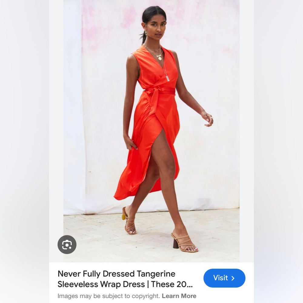 Never Fully Dressed Tangerine Sleeveless Wrap Dress
